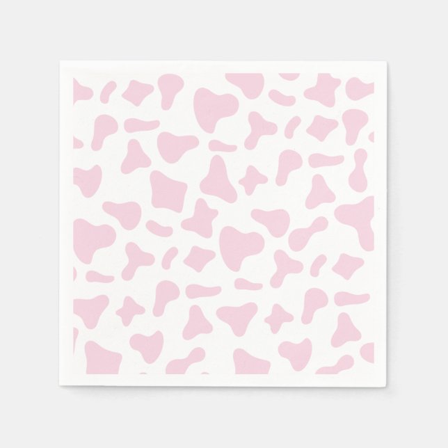 Rodeo Pink Cow Print Western Birthday Napkins (Front)