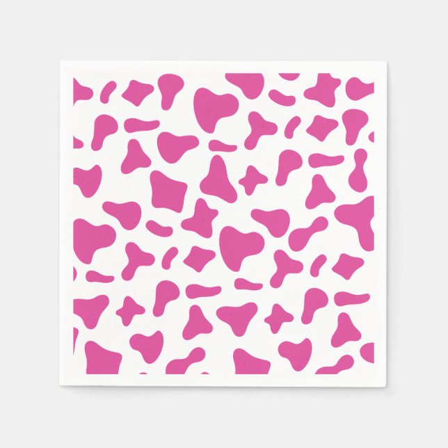 Rodeo Pink Cow Print Western Birthday Napkins (Front)
