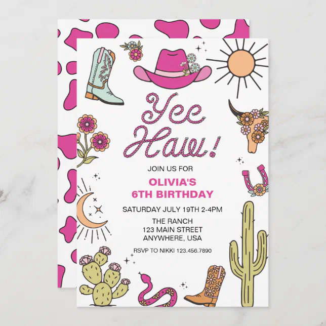 Rodeo Pink Western Birthday Invitation | Zazzle