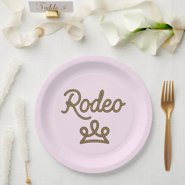 Rodeo Princess Country Western Tiara Crown Pink  Paper Plates (Wedding)