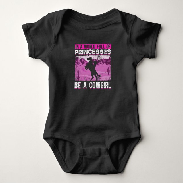 Rodeo Princess Cowgirl Western Horse Riding Baby Bodysuit (Front)