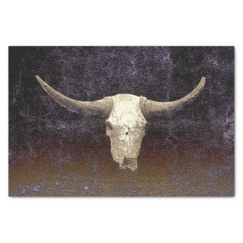 Rodeo Purple Brown Art Texture Rustic Bull Skull Tissue Paper