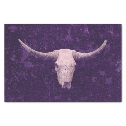 Rodeo Purple Rustic Western Texture Bull Cow Skull Tissue Paper