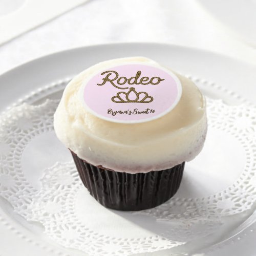 Rodeo Queen Country Western Tiara Crown Pink  Edible Frosting Rounds