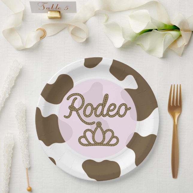 Rodeo Queen Country Western Tiara Crown Pink  Paper Plates (Wedding)