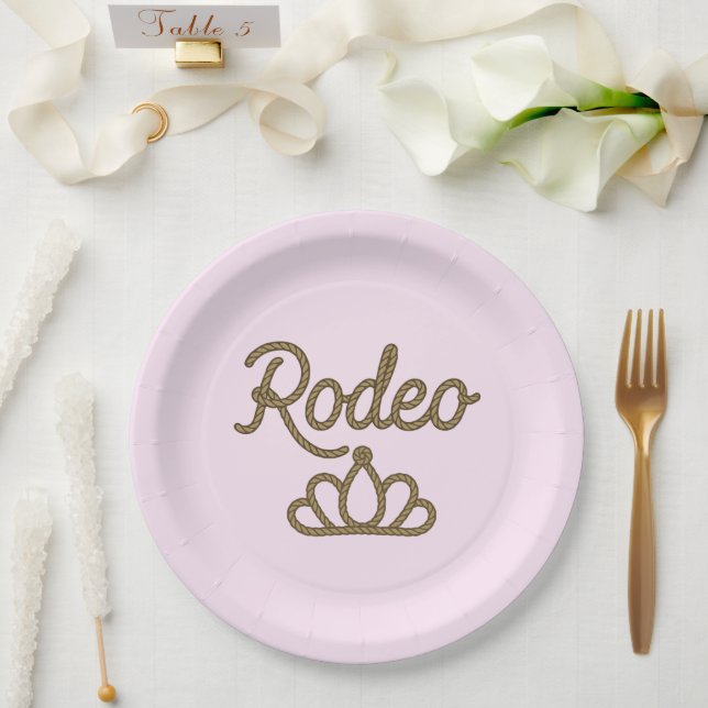 Rodeo Queen Country Western Tiara Crown Pink  Paper Plates (Wedding)