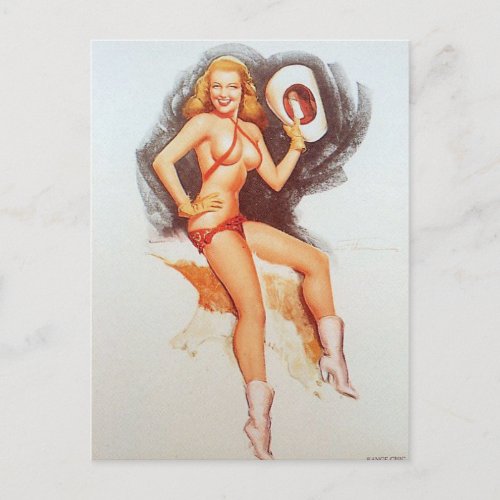 Rodeo Queen Vintage pin up girl postcard