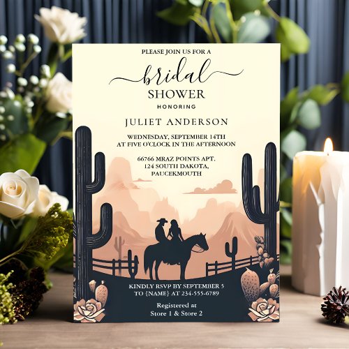 Rodeo Retro Horse Rustic Western Bridal Shower Invitation