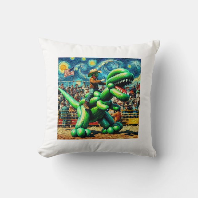Rodeo Rex - Dino Cowboy Nursery Pillow (Front)