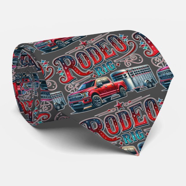 Rodeo Rig Truck And Trailer -2 Neck Tie (Rolled)