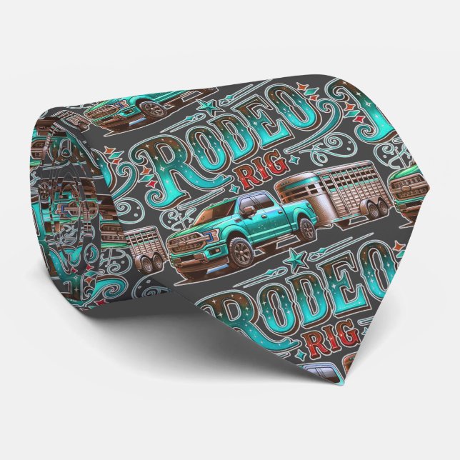 Rodeo Rig Truck And Trailer Neck Tie (Rolled)