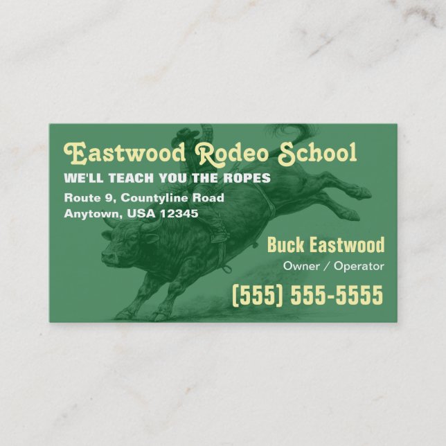 Rodeo School | Bull Rider Training / Instructor Business Card (Front)