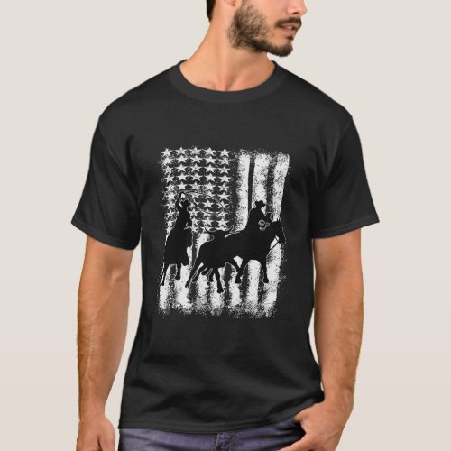 Rodeo Team Roping Distressed Grunge Cowboy T_Shirt