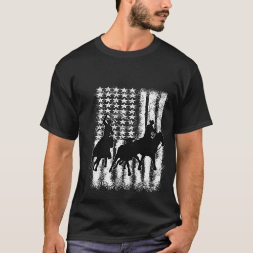 Rodeo Team Roping Distressed Grunge T_Shirt