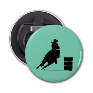 Rodeo Theme Cowgirl Barrel Racing Silhouette Bottle Opener