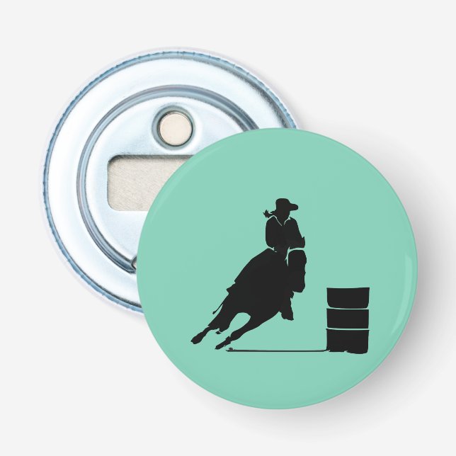 Rodeo Theme Cowgirl Barrel Racing Silhouette Bottle Opener (Front)