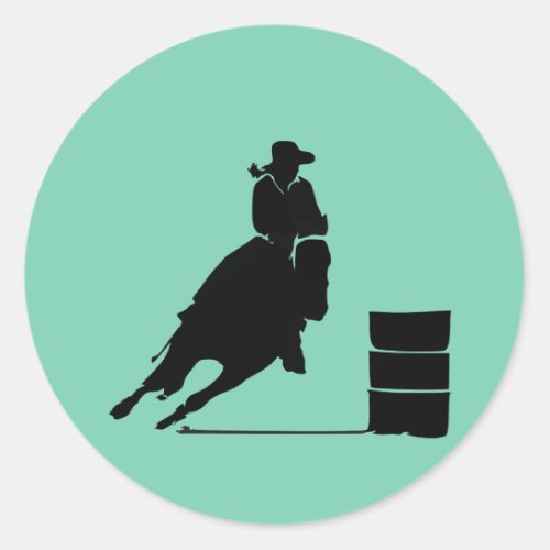 Rodeo Theme Cowgirl Barrel Racing Silhouette Classic Round Sticker