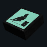Rodeo Theme Cowgirl Barrel Racing Silhouette Gift Box<br><div class="desc">Silhouette of an athletic cowgirl barrel racing with her horse. Exciting rodeo action illustration. Background is a mint green color. Great for rodeo fans and horse lovers.</div>