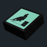 Rodeo Theme Cowgirl Barrel Racing Silhouette Gift Box<br><div class="desc">Silhouette of an athletic cowgirl barrel racing with her horse. Exciting rodeo action illustration. Background is a mint green color. Great for rodeo fans and horse lovers.</div>