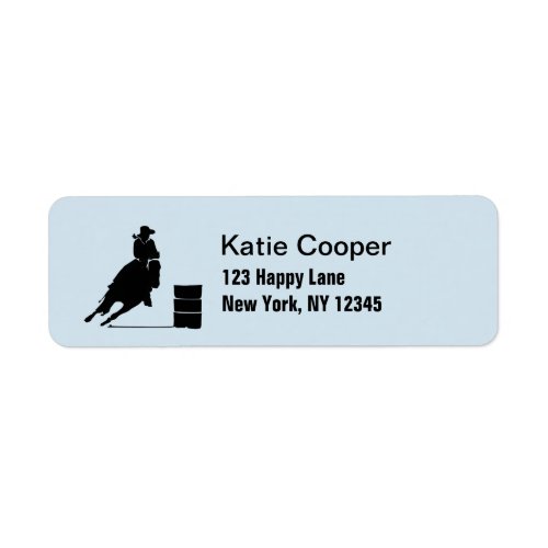 Rodeo Theme Cowgirl Barrel Racing Silhouette Label