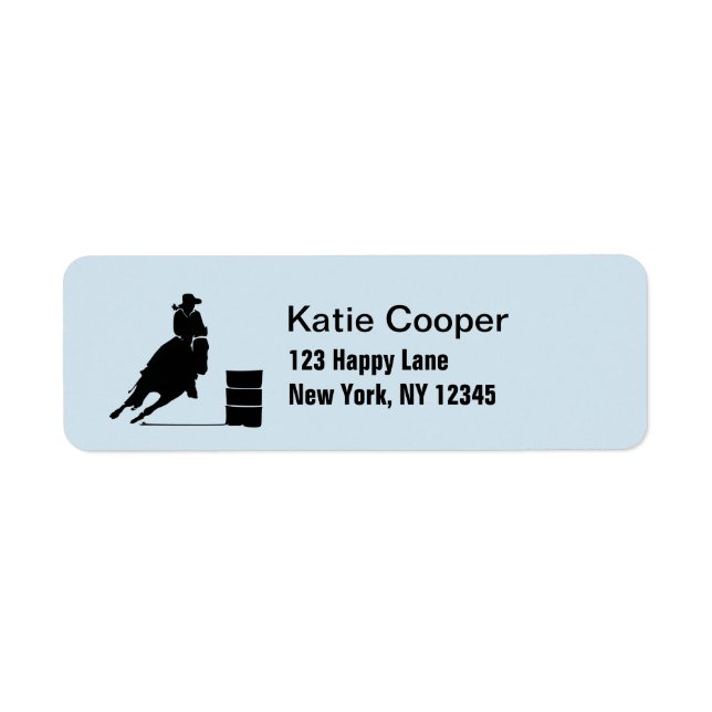 Rodeo Theme Cowgirl Barrel Racing Silhouette Label (Front)