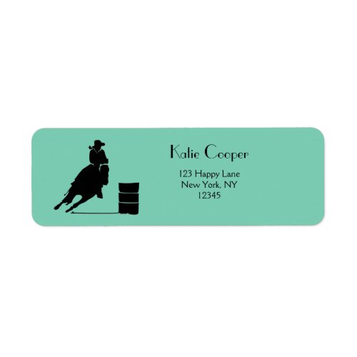 Rodeo Theme Cowgirl Barrel Racing Silhouette Label