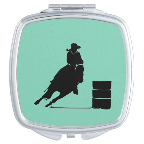 Rodeo Theme Cowgirl Barrel Racing Silhouette Makeup Mirror