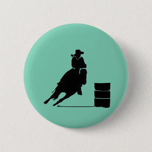 Rodeo Theme Cowgirl Barrel Racing Silhouette Pinback Button
