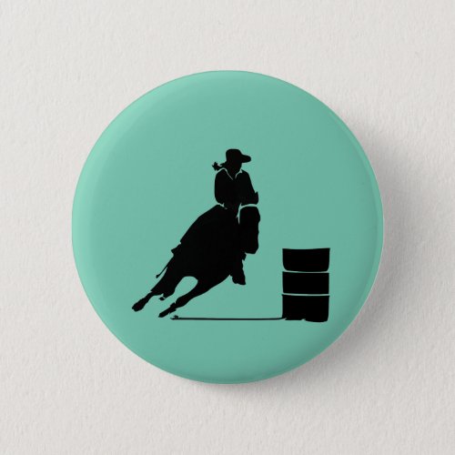 Rodeo Theme Cowgirl Barrel Racing Silhouette Pinback Button