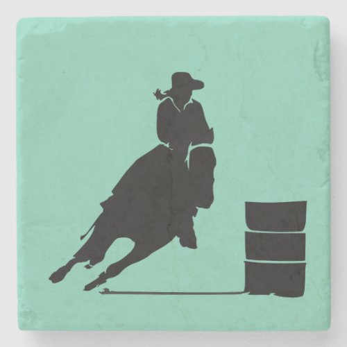 Rodeo Theme Cowgirl Barrel Racing Silhouette Stone Coaster