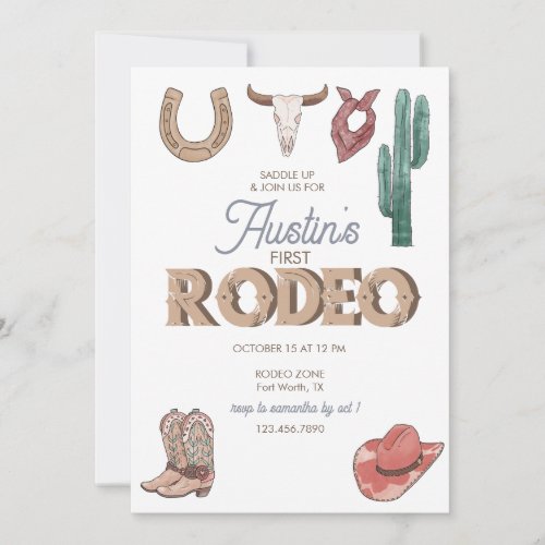 Rodeo Themed  1st Birthday Invitations