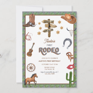 Rodeo Themed 1st Birthday Invitations
