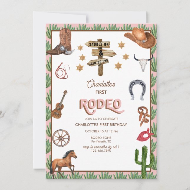 Rodeo Themed | 1st Birthday Invitations (Front)