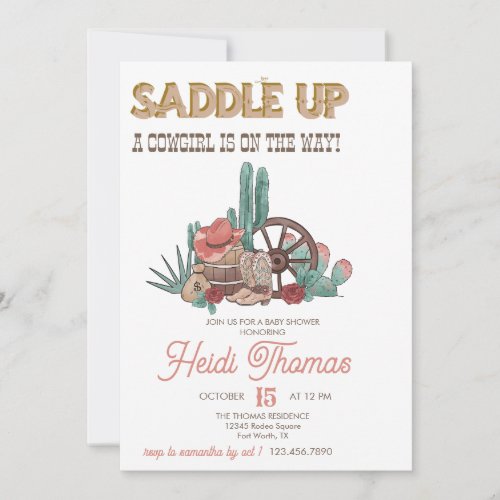 Rodeo Themed  Western Baby Shower Invitation