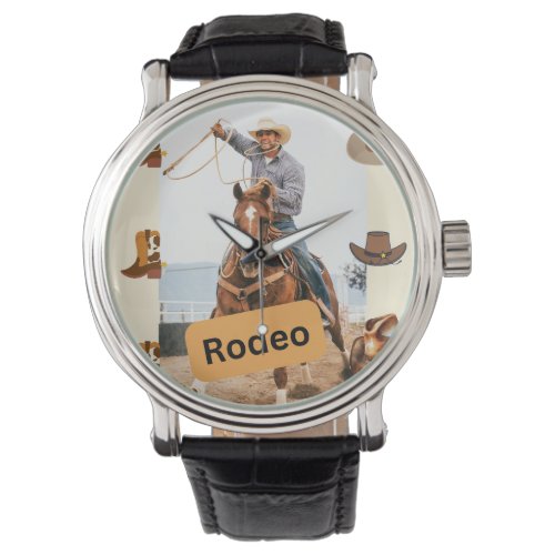 Rodeo time bucking horse with cowboy watch