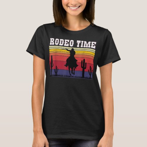 Rodeo Time Hoodie Cowboy Horse Lasso Retro Sunset  T_Shirt