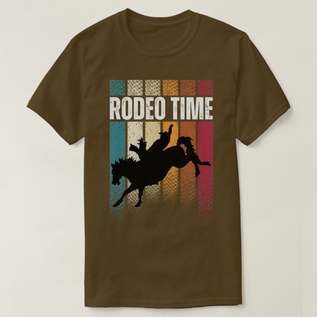Rodeo Time Western Cowboy Bareback Riding T-Shirt (Design Front)