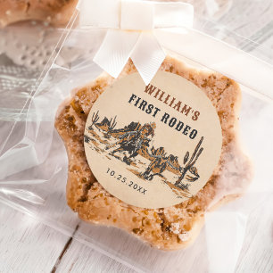 Rodeo Western Cowboy 1st Birthday Party Classic Round Sticker