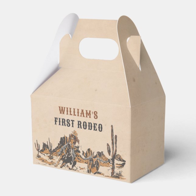 Rodeo Western Cowboy 1st Birthday Party Favor Boxes (Front Side)