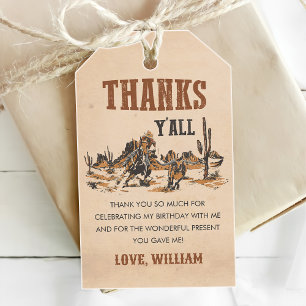 Rodeo Western Cowboy 1st Birthday Party Gift Tags
