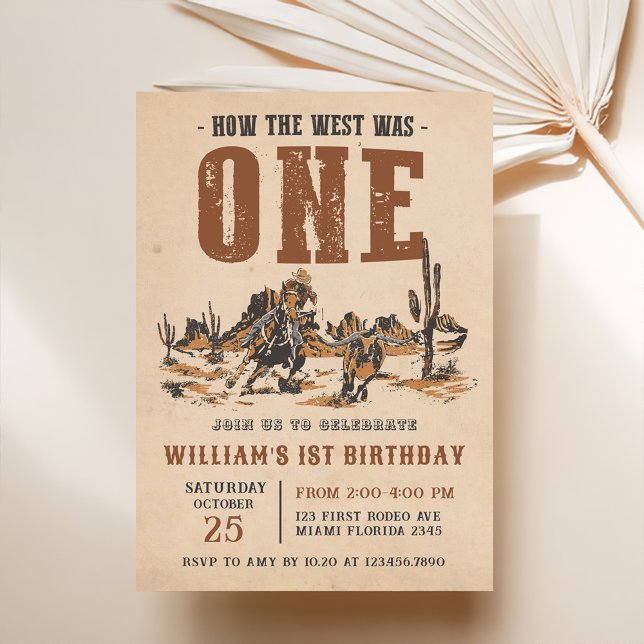 Rodeo Western Cowboy 1st Birthday Party Invitation (Creator Uploaded)
