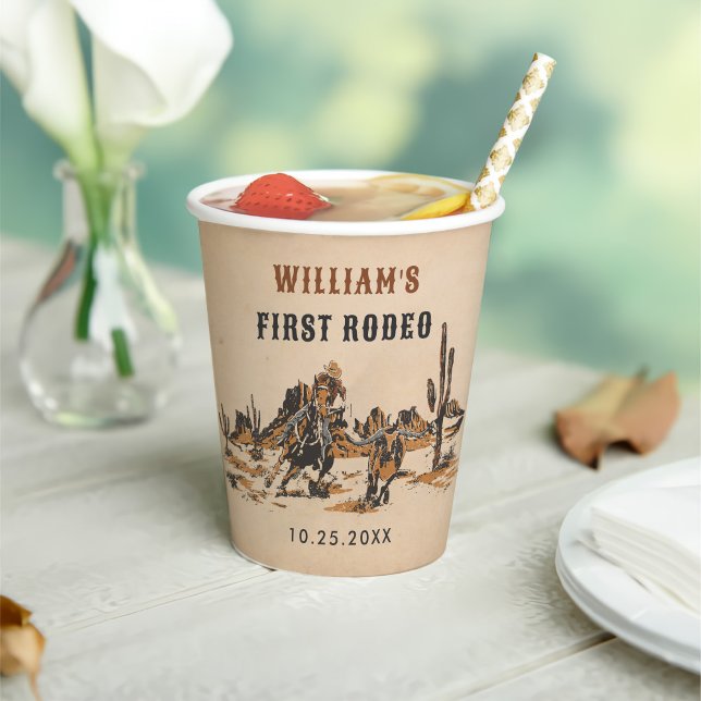 Rodeo Western Cowboy 1st Birthday Party Paper Cups (Creator Uploaded)