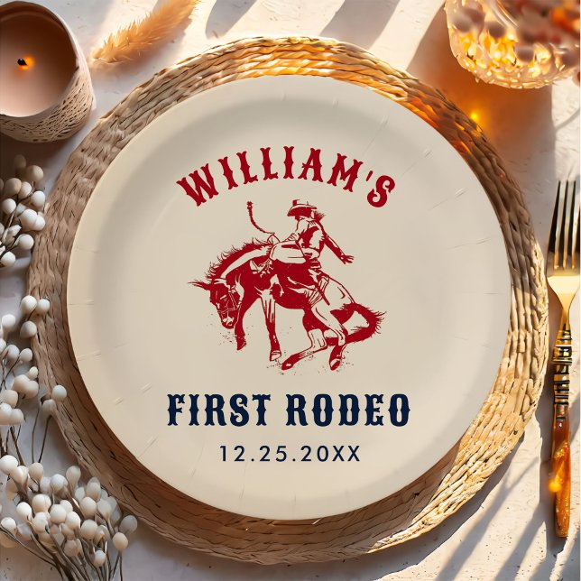 Rodeo Western Cowboy 1st Birthday Party Paper Plates (Creator Uploaded)