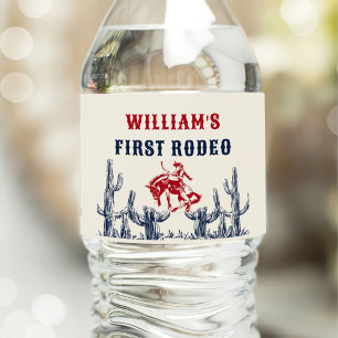 Rodeo Western Cowboy 1st Birthday Party Water Bottle Label