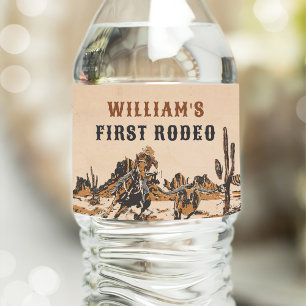Rodeo Western Cowboy 1st Birthday Party Water Bottle Label