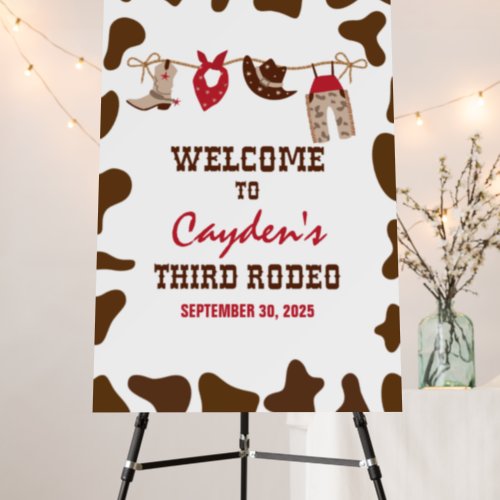 Rodeo Western Cowboy 3rd Birthday Welcome  Foam Board