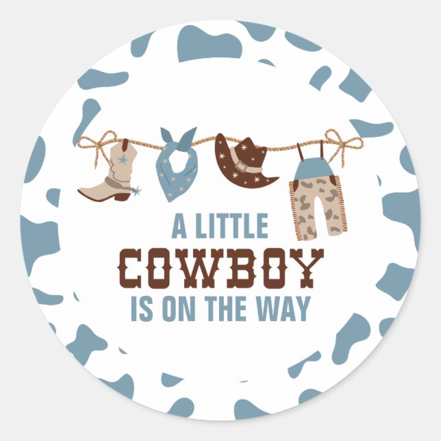 Rodeo Western Cowboy Baby Shower Classic Round Sticker (Front)