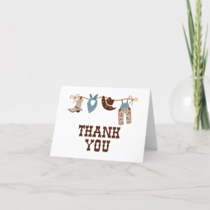 Rodeo Western Cowboy Baby Shower Letterpress Thank You Card