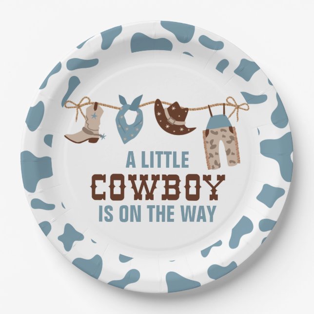 Rodeo Western Cowboy Baby Shower Paper Plates (Front)