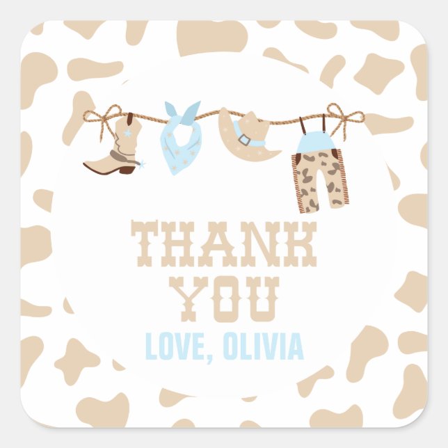 Rodeo Western Cowboy Baby Shower Square Sticker (Front)